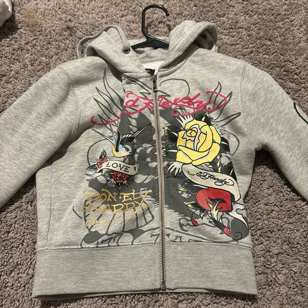Grey ed hardy hoodie